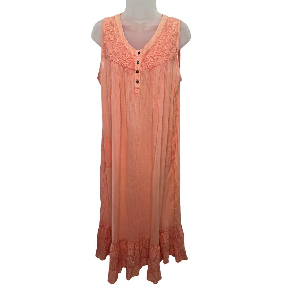 Soft Surrounds Apricot Blush Boho Distressed Sleeveless Embodied Maxi Dress